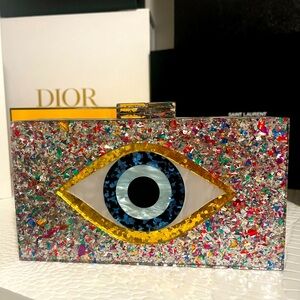 Multicolor Evil Eye Clutch/Purse-Comes with removable chain strap